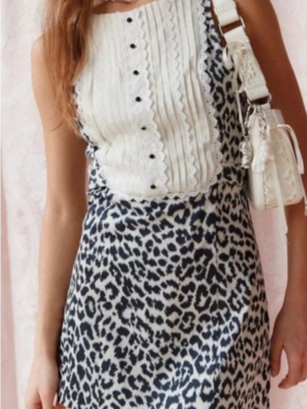Kimchi Blue Cream and Black Leopard Print Slip Dress